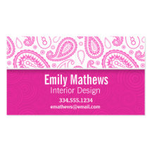 Pink Paisley Pattern Business Cards
