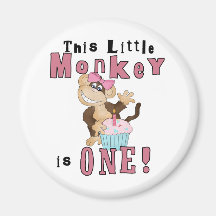 Pink Party  Monkey 1st Birthday Tshirts and Gifts Refrigerator Magnet