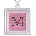 Pink Patterned Image, with Custom Monogram Letter Pendant