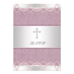 Pink Pearl Cross Baby Girl Baptism Christening RSV Custom Invite