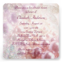 Pink Pearl Diamonds Elegant White Bridal Shower Invite