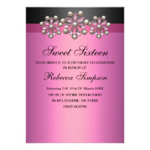 Pink Pearl & Gem Sweet 16 Birthday Invitation