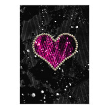 Pink Pearl Heart Personalised Invitations