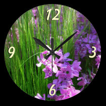 Pink Phlox and Grass Wall Clock wall clocks