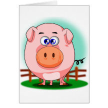 Pink Pig Greeting Card