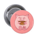 pink piggy eating cookie button buttons