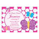 Pink Polka Dot Butterfly Birthday Party Invitation