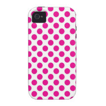 Pink Polka Dot on White (Large) iPhone 4/4S Case