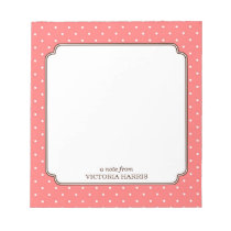 Pink polka dot personalized girly cute notepad notepads