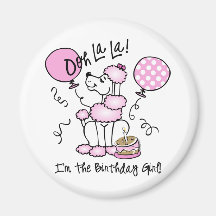 Pink Poodle Birthday Refrigerator Magnets