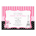 Pink Poodle in Paris Birthday Party Invitation