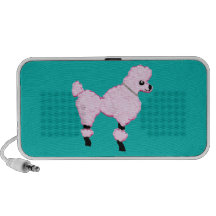 Pink Poodle with Jewelled Collar Cartoon Art iPhone Speaker