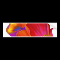 Pink Poppy Flower Butterfly - Multi bumper stickers