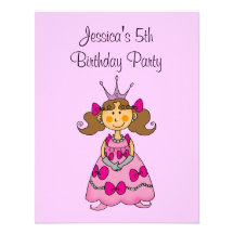 Pink princess 5th birthday party personalised invitation