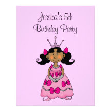 Pink princess 5th birthday party personalised invite