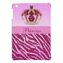Pink Princess Crown Zebra Print iPad Mini Case