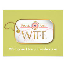 Pink Proud Army Wife Personalized Invitation