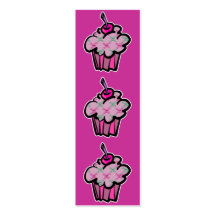 pink punk skull crossbones cupcake bookmark business card templates