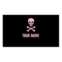 Pink punk skull crossbones customisable cards business card template