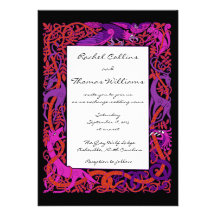 Pink & Purple Celtic Animals Wedding Invitation