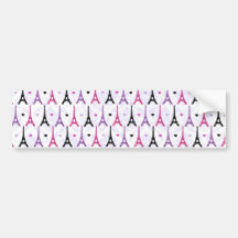 Pink & Purple Eiffel Tower pattern Bumper Stickers
