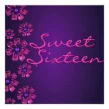 Pink & Purple Hibiscus Floral Birthday Invitation