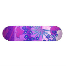 Pink & Purple Stripes Flower Bouquet Skateboards