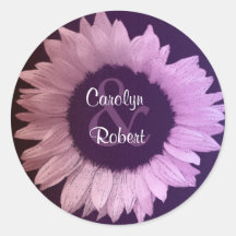 Pink Purple Sunflower Wedding Sticker