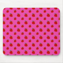 Pink red apple pattern mouse pads