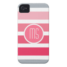 Pink Red MonogramStripes Pattern Case-Mate iPhone 4 Cases