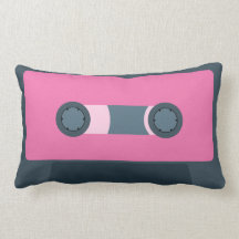 Pink Retro Cassette Tape Throw Pillow
