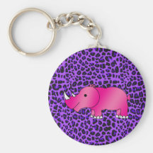 Pink rhino purple leopard pattern key chains