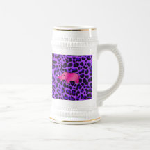 Pink rhino purple leopard pattern mugs