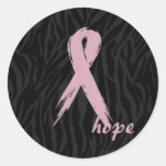 pink ribbon; hope zebra print sticker