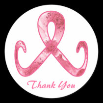 Pink Ribbon Thank You stickers
