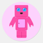 Pink Robot Round Sticker
