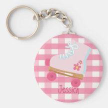 Pink Rollerskates Keychain
