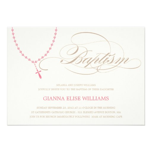 PINK ROSARY BEADS | BAPTISM INVITATION