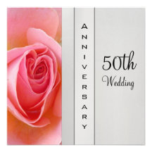 Pink Rose 50th Wedding Anniversary Invitation