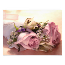 pink rose bouquet invitation