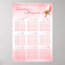 Pink Rose Custom Wedding Seating Table Plan 10-18 Print