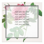 Pink  Rose flowers, Pierre Joseph Redouté Invitation