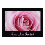 Pink Rose In The Rain Party Invitations