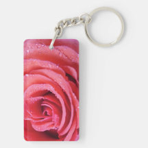Pink Rose Petals With Water Drops. Macro Shot Acrylic Keychains