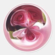 Pink Rose Swirl Round Stickers