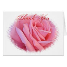 Pink Rose Thank You Note Card