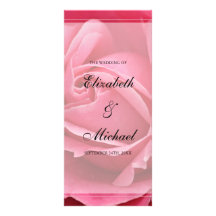 Pink Rose Wedding Program Customized Rack Card
