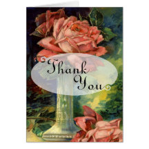 Pink Rose Wedding Thank You Cards