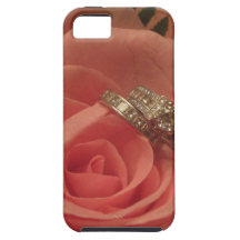 Pink rose with wedding rings iPhone 5 cover