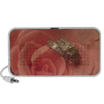 Pink rose with wedding rings mini speakers